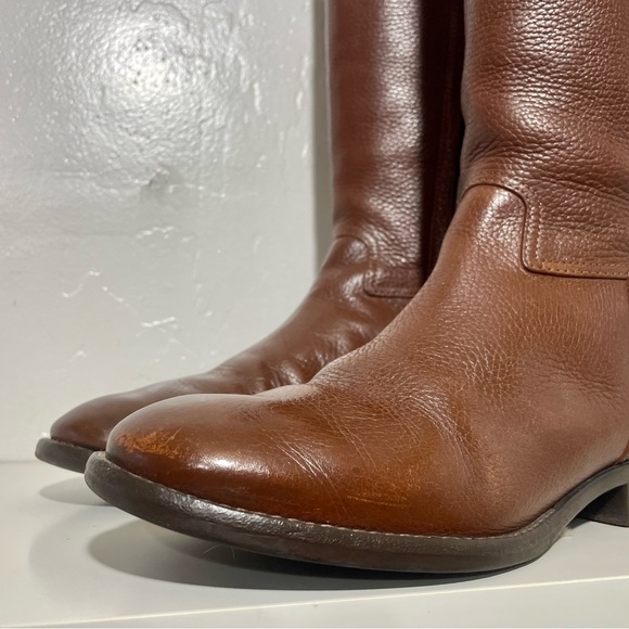 Tory Burch Junction Tumbled Leather Low Heel Knee High Riding Boots - Picture 9 of 16